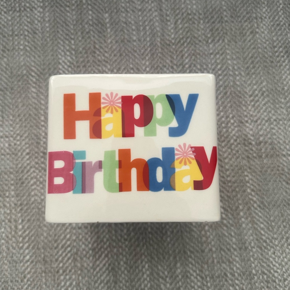 Colorful 'Happy Birthday' Ceramic Box/Vase